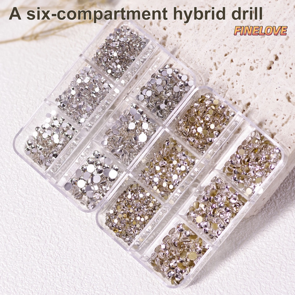 Hộp 1688 Hạt Đá 6 Ngăn Dùng Trang Trí Móng Tay / Kính DIY