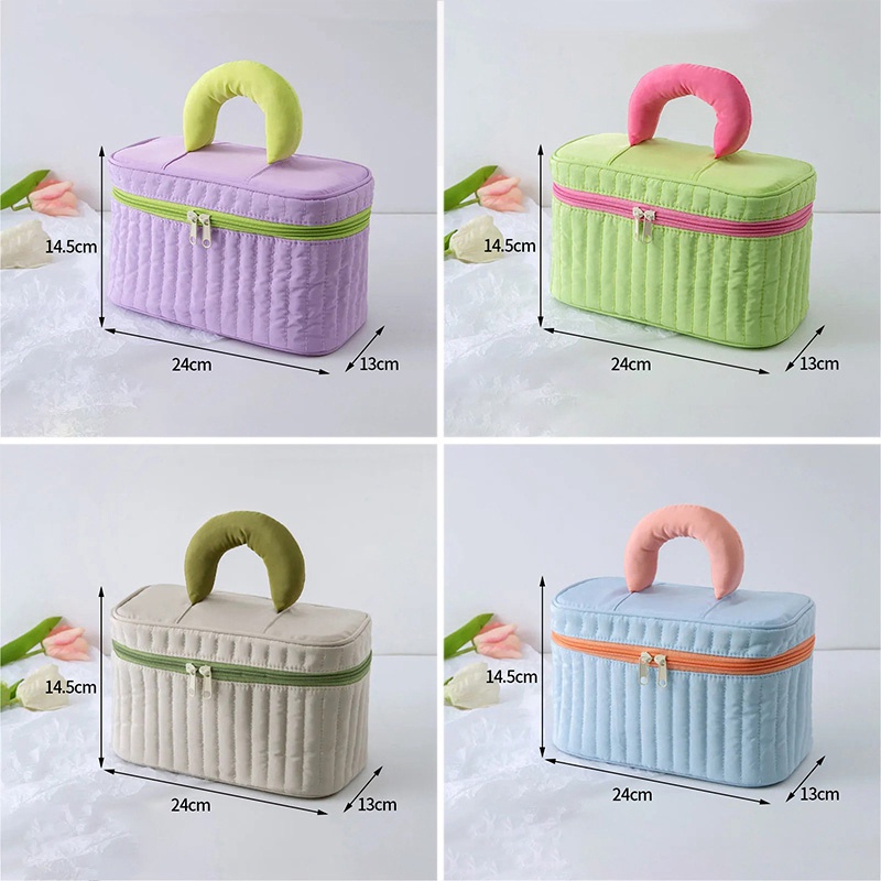 Túi Đựng Mỹ Phẩm Hình Tam Giác Màu Sắc Tương Phản Sức Chứa Lớn Tiện Dụng Cho Nữ