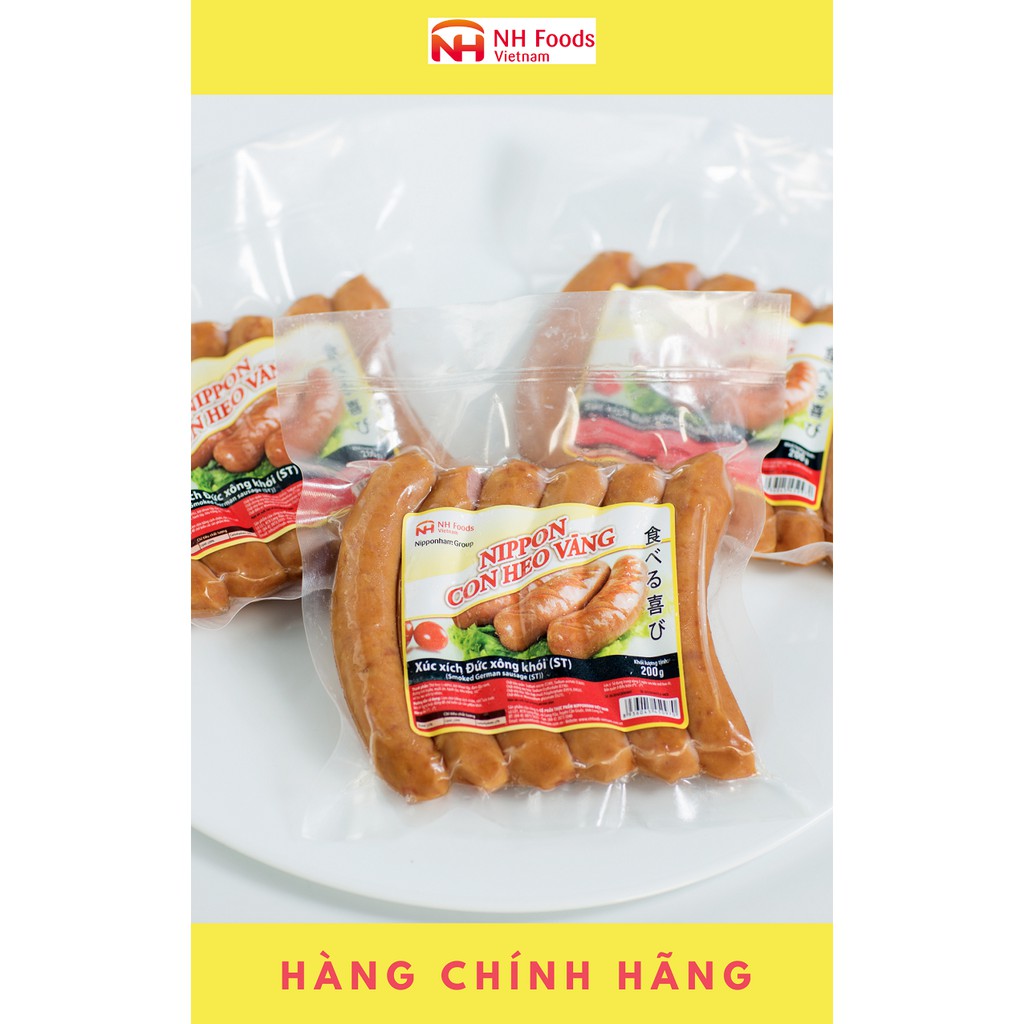 Chính Hãng Xúc xích Đức xông khói Nippon Con Heo Vàng 200g