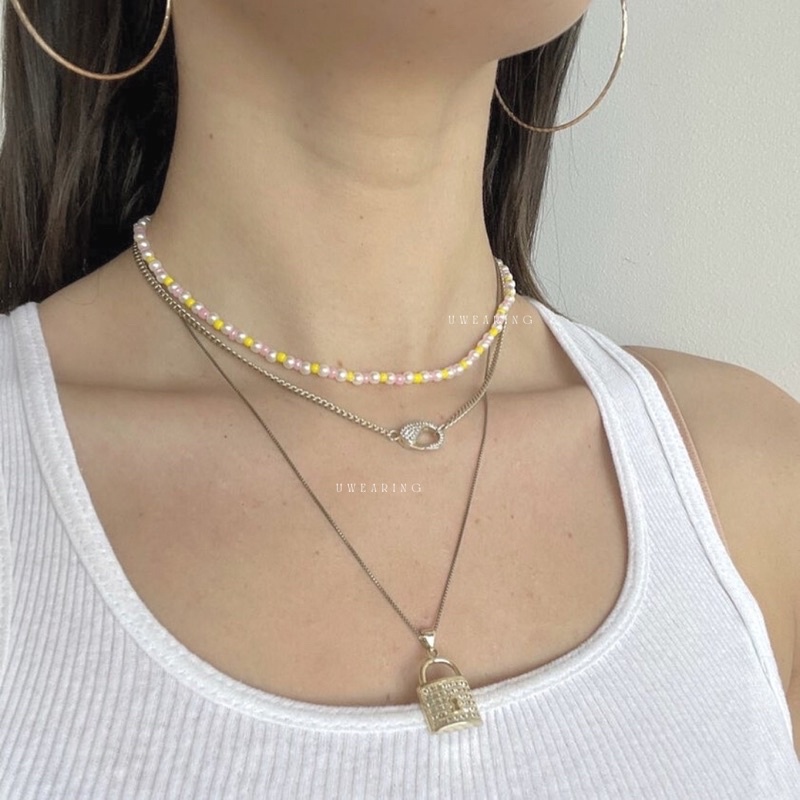 Vòng cổ hạt cườm UW màu sắc pastel nhẹ nhàng nữ tính