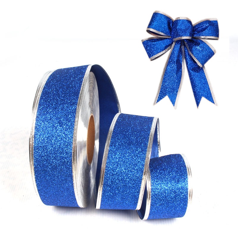 Cuộn dây ruy băng kim loại màu vàng/bạc/xanh dương dài 2m/50mm dùng trang trí tiệc cưới