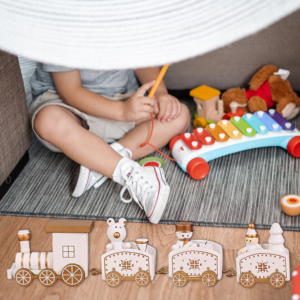 Xe Lửa Đồ Chơi Bằng Gỗ Dùng Trang Trí Giáng Sinh Năm Mới