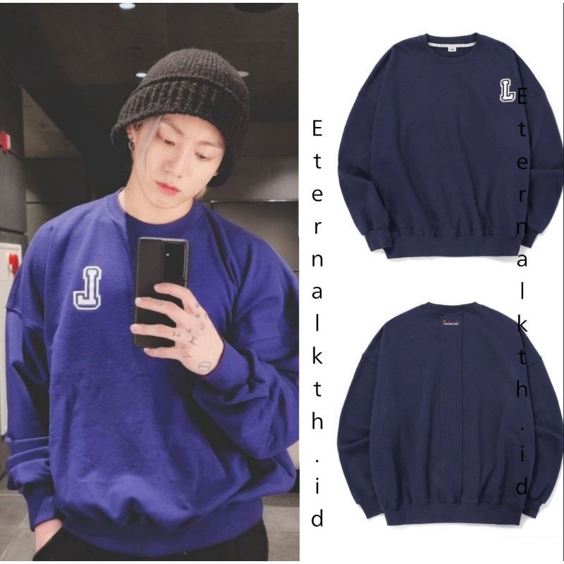 Set Áo Sweater Cổ Tròn + Quần Dài Phong Cách Jungkook Nhóm Bts