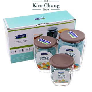 Bộ 3 hũ thủy tinh đựng gia vị glasslock ig674 hàn quốc - hàng chính hãng