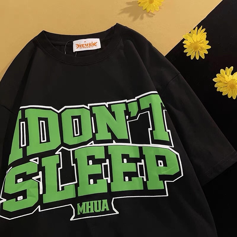 [ Rẻ vô địch ] Áo thun cotton tay lỡ dáng rộng unisex - Dont sleep