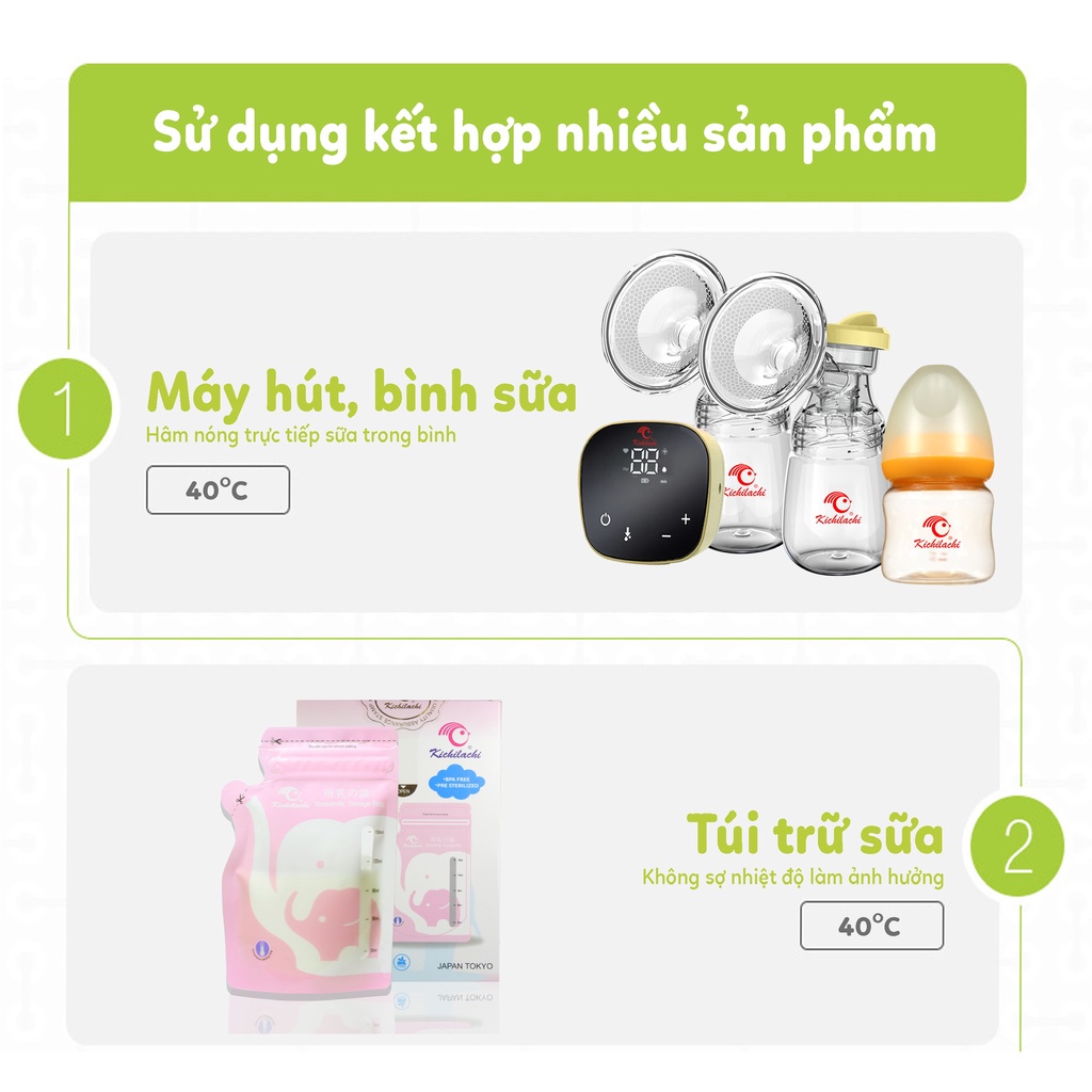Máy ủ sữa / Máy hâm sữa &amp; thức ăn cho bình sữa siêu rộng 3 chức năng Kichilachi Kichi (Fatz Fatzbaby FB3003SL FB3002SL)