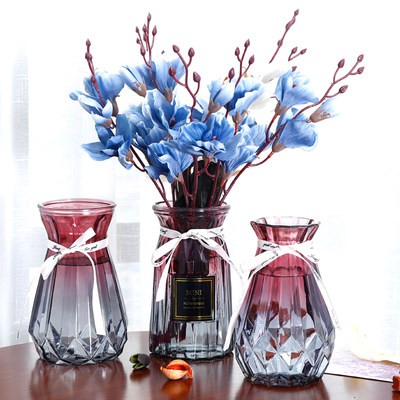 【Bộ ba mảnh 】bình hoa thủy tinh trong suốt Bắc Âu trang trí phòng khách hoa cắm hoa khô nước nuôi bình hoa huệ tre Phú Q