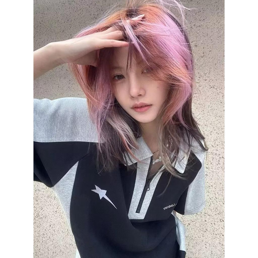 Áo Thun Polo Tay Ngắn Màu Sắc Tương Phản Phong Cách Retro Mỹ Thời Trang Mùa Hè Cho Nam