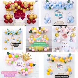 Set Bóng trang trí sinh nhật Kèm Backrop Thiết kế Tên Sinh Nhật Hàn Quốc Người lớn hoặc trẻ em điều thích hết nhen cư