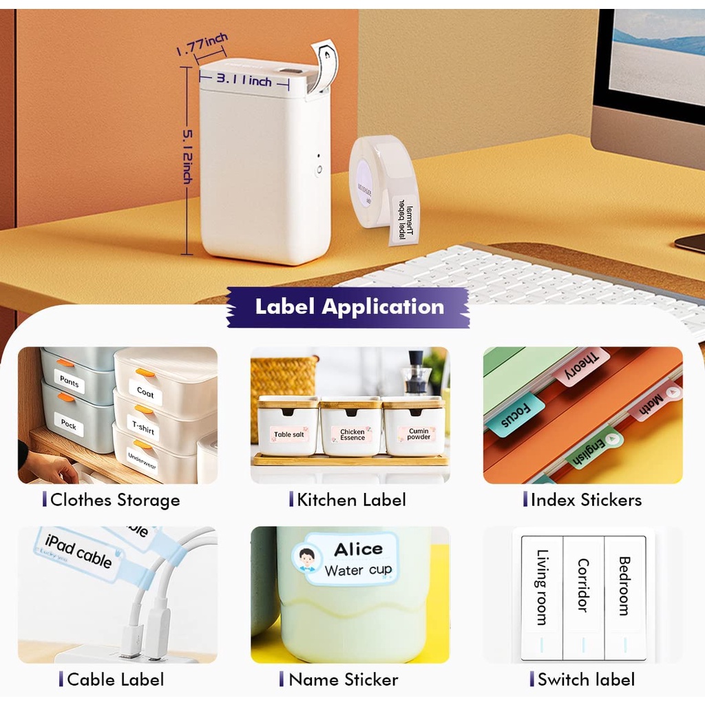 Set máy và cuộn nhãn dán Niimbot D101 trong suốt chống thấm nước cỡ 25mm x 60mm (có bán lẻ)