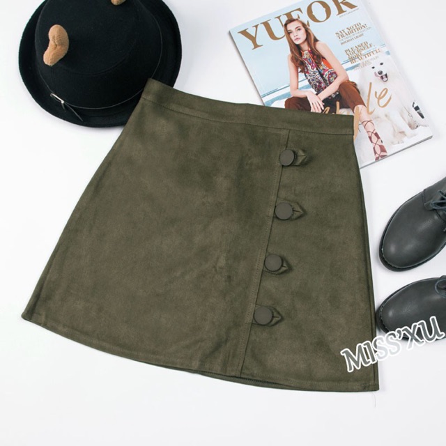 ( VIDEO ĐÍNH KÈM) chân váy phối nút màu đỏ L-CV55-00634-52031-1119485