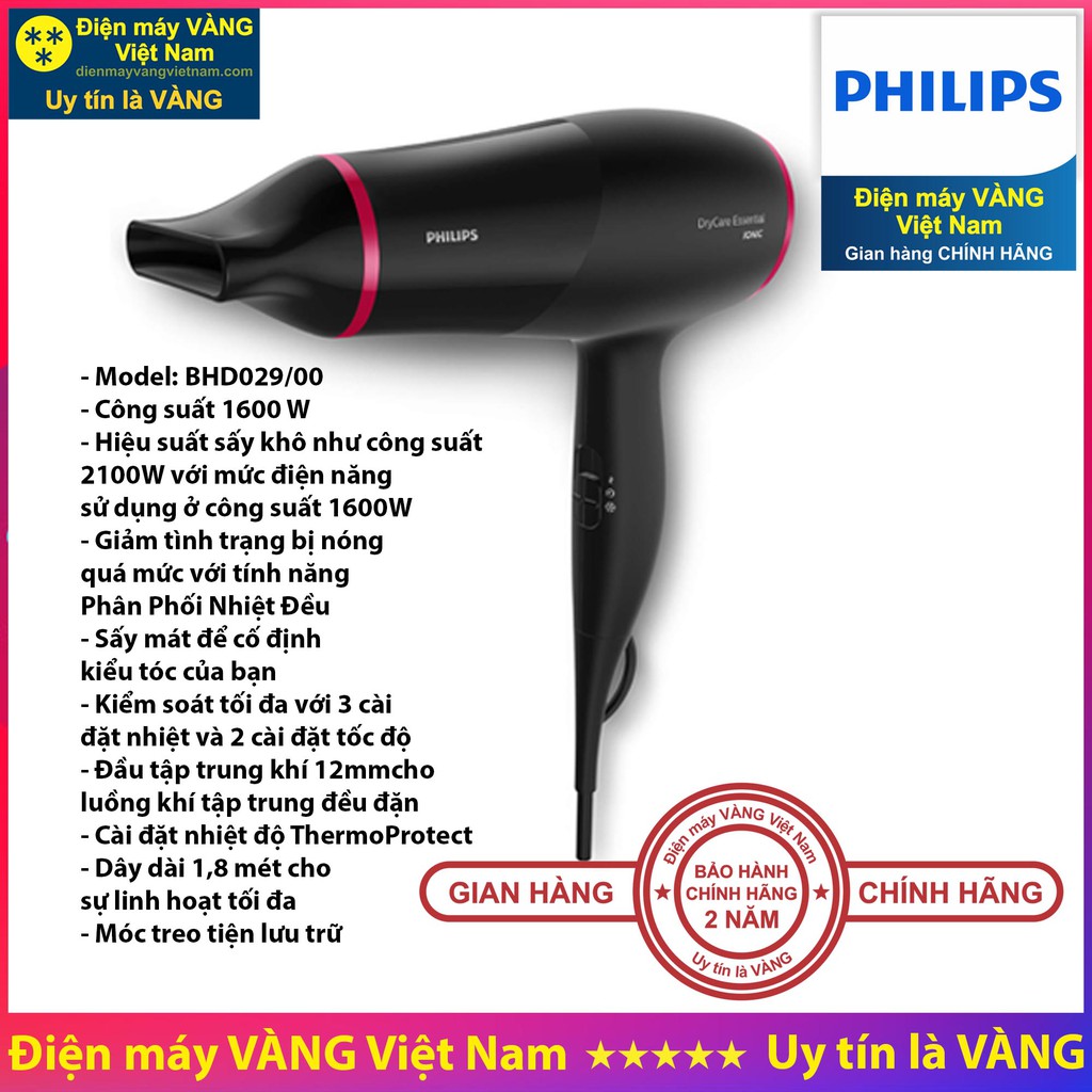 Máy sấy tóc Philips HP8108 BHC010 BHC015 BHD002 BHD004 BHD029 BHD300 BHD350 HP8232 HP8233 - Hàng chính hãng