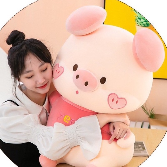 Gấu Bông Heo Má Tim , Thú Nhồi Bông Lợn Cute Hot Trend Chất Miniso Cao Cấp Siêu Mềm Mịn
