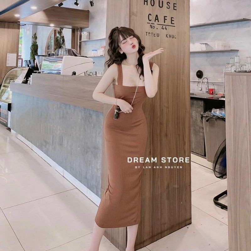 Đầm 2 dây bảng to form dài hot girl