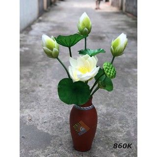 Set hoa sen trắng + búp+ đài+ lá