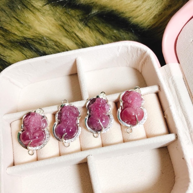 Tỳ hưu ruby bọc bạc Tết dây đeo tay handmade