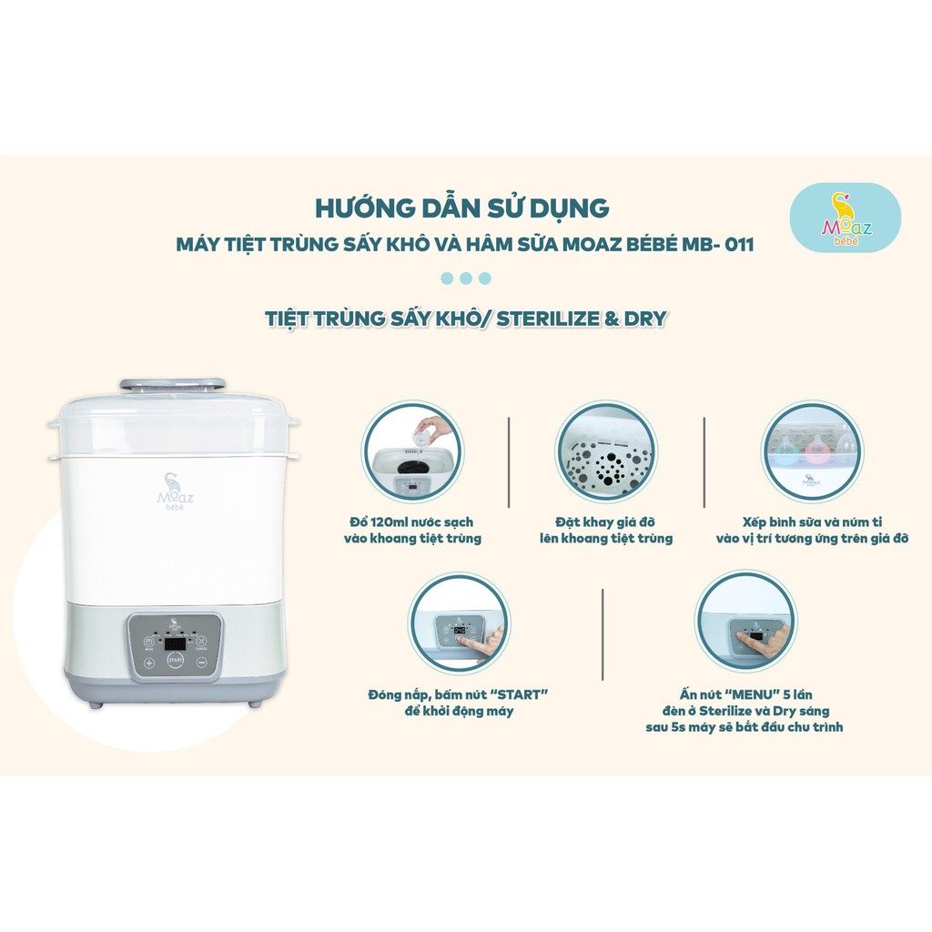 Máy tiệt trùng hơi nước sấy khô thông minh đa năng Moaz MB011