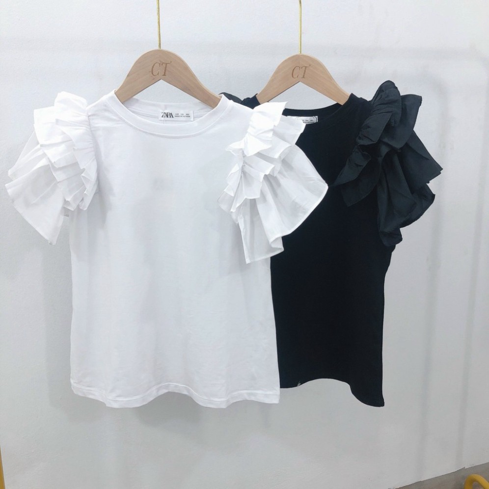 ICO - Áo phông TAY BÈO trơn hai màu ĐEN - TRẮNG VAV LUXURY