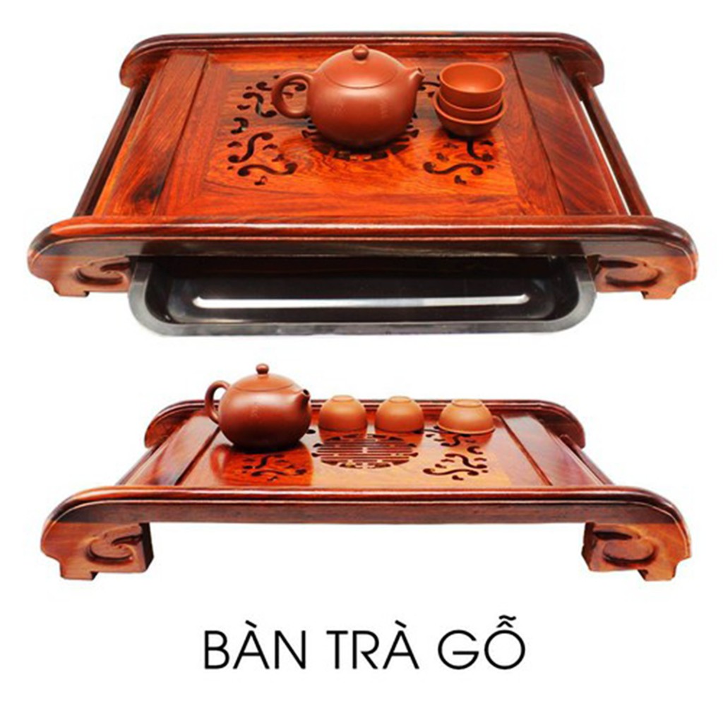 Khay trà cuốn thư-Khay trà gỗ hương cao cấp 2 cỡ khay.