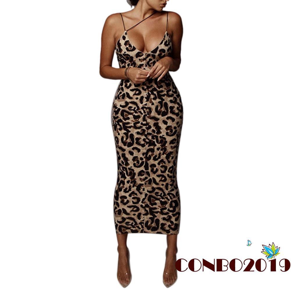 Đầm hai dây họa tiết da báo quyến rũ thời trang cho nữ