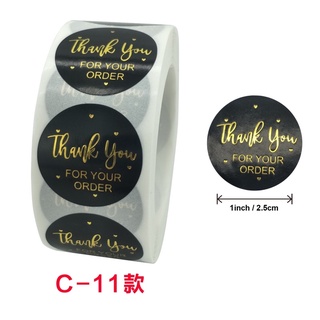 Cuộn 500 tem dán thank you in chữ mạ vàng đóng gói hàng hoá tiện lợi