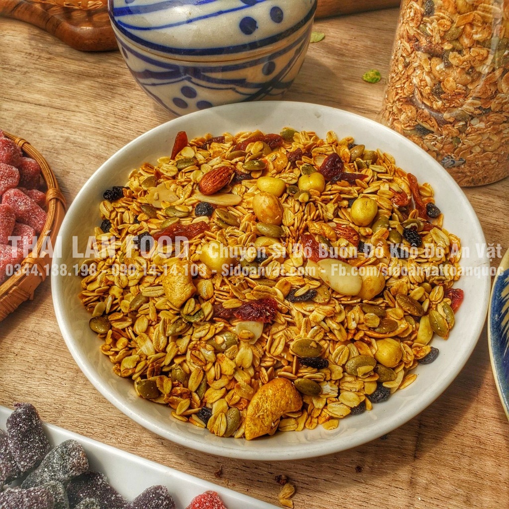 Granola Siêu Hạt Sấy Mật Ong - Ăn Kiêng Giảm Cân - Siêu Ngon - Lon 500Gram