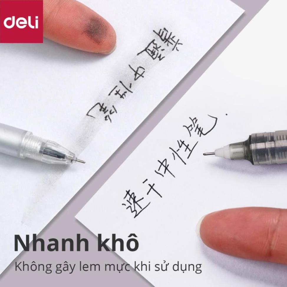 Bút bi nước khô nhanh Deli - 0.5mm - viết thư pháp -Ống bút liền mực - Mực Đen/ Đỏ/ Xanh- 1 chiếc - S856