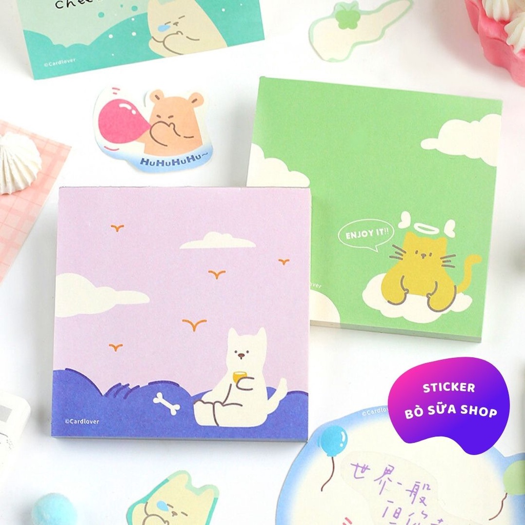 Set 100 tờ giấy ghi chú đáng yêu phong cách Hàn Quốc stickerbosuashop