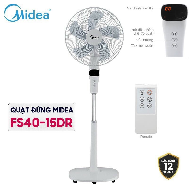Quạt Đứng Midea DC inverter FS40-15DR 55W Điều Khiển Từ Xa