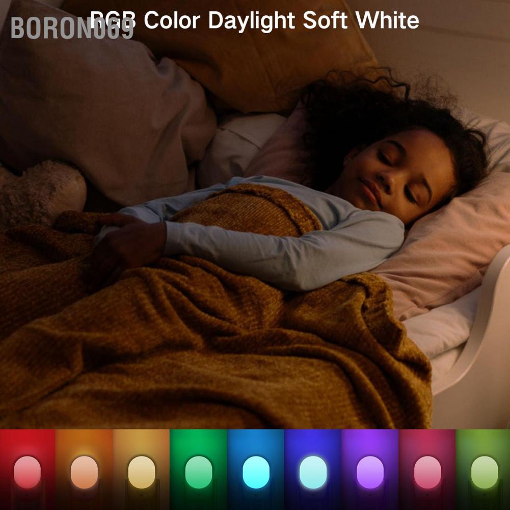 Boron069 Cắm đèn ngủ LED 16 màu tĩnh Ánh sáng ban đêm RGB với điều khiển từ xa cho hành lang nhà bếp Cầu thang AC100‑240V