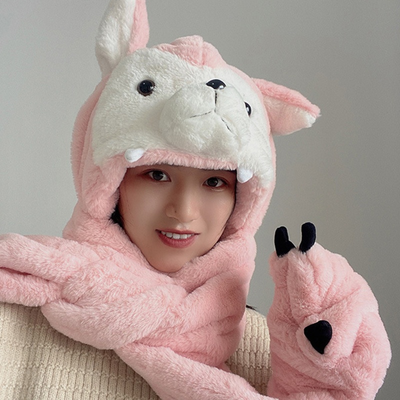 Bộ Mũ Trùm Đầu Và Găng Tay 3 Trong 1 Giữ Ấm Mùa Đông Thoải Mái Họa Tiết One Piece Cho Nữ