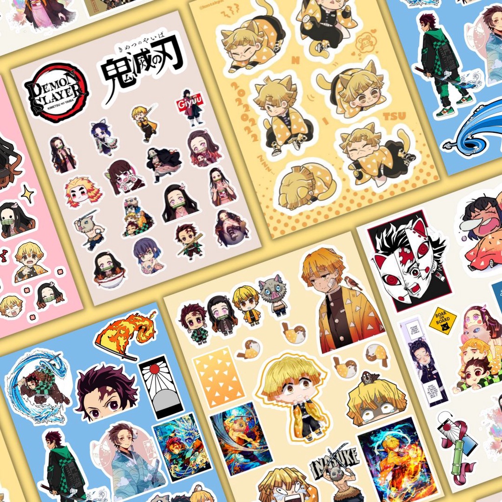 Set Sticker Demon Slayer - Chống Nước - Bền Màu - Dán Laptop , Dán Điện Thoại , Dán Mũ Nón Bảo Hiểm , Dán Vali, Dán Xe..