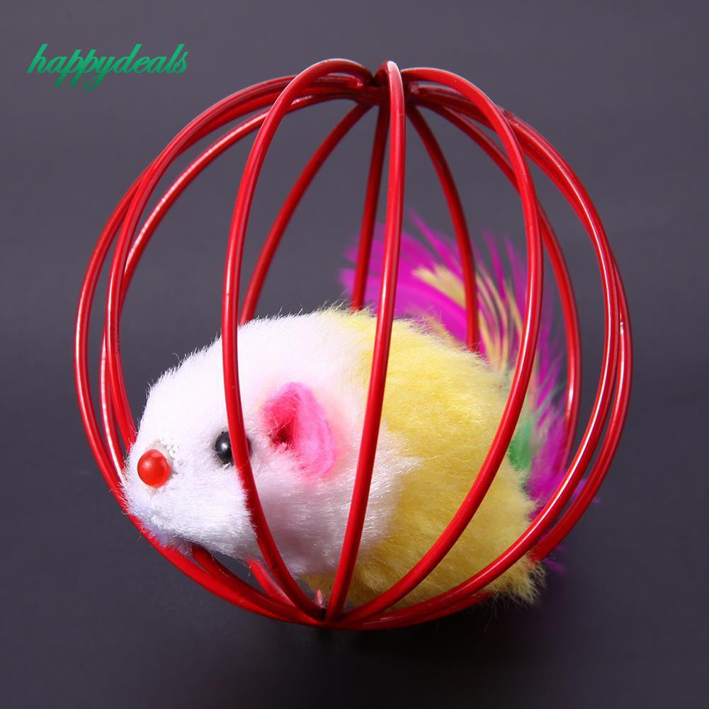 Bóng đồ chơi gắn lông vũ đuổi chuột giả dùng làm đồ chơi cho mèo cưng