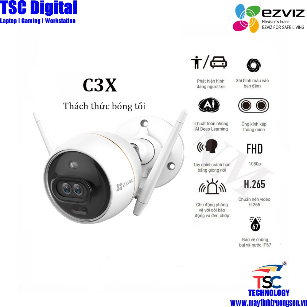 Camera IP Wifi EZVIZ CSCV310 C3X Full HD 1080P | Ban Đêm Có Màu Chống Nước