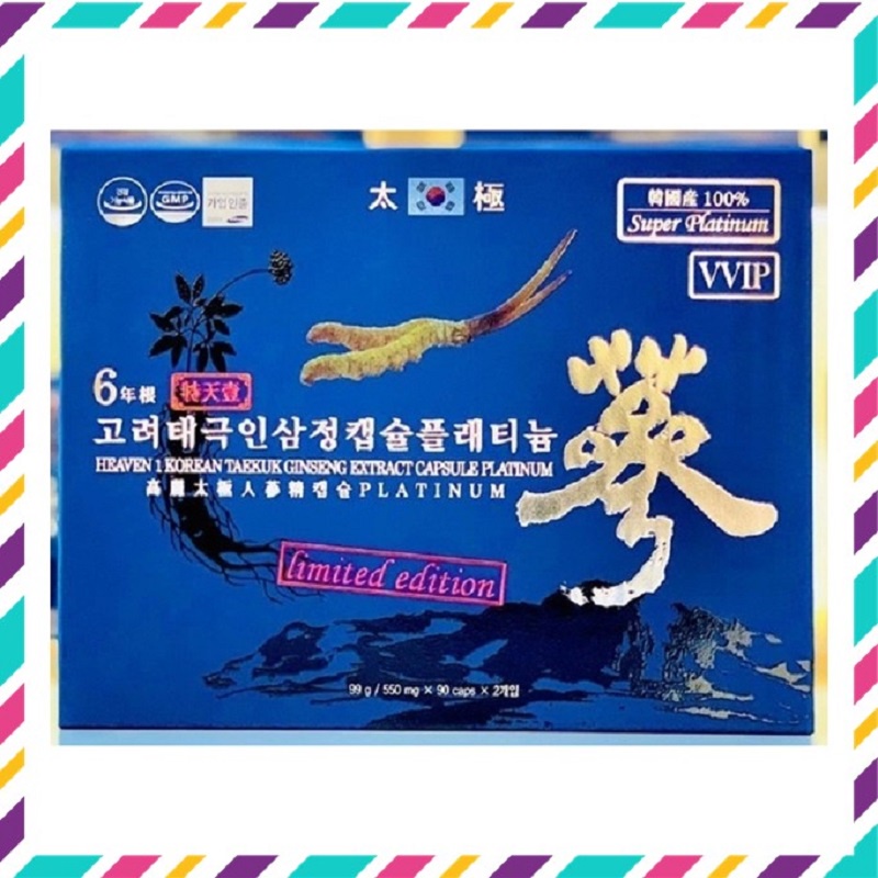 Thiên Sâm Đông Trùng Hạ Thảo Heaven 1 Korean Taekuk Ginseng Extract Capsule Hàn Quốc, Hộp 180 Viên