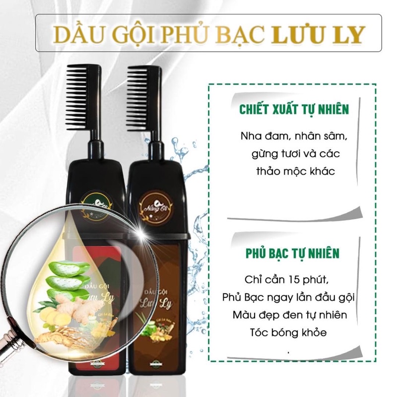 Dầu Gội Phủ Bạc Lưu Ly Nàng Ơi Chính Hãng 300ml Giúp Tóc Đen Bóng Mượt Mà Chỉ Sau 15 Phút Gội Tại Nhà