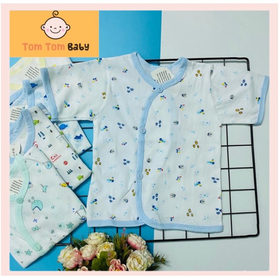 Áo sơ sinh Cài Xéo Họa Tiết JOU, chất vải cotton 100% cao cấp mềm, mịn, thoáng mát