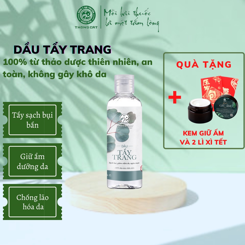 Dầu tẩy trang Đông gia truyền Thông Cát- Tẩy sạch lớp trang điểm, cấp ẩm cho da trong ngày hanh khô