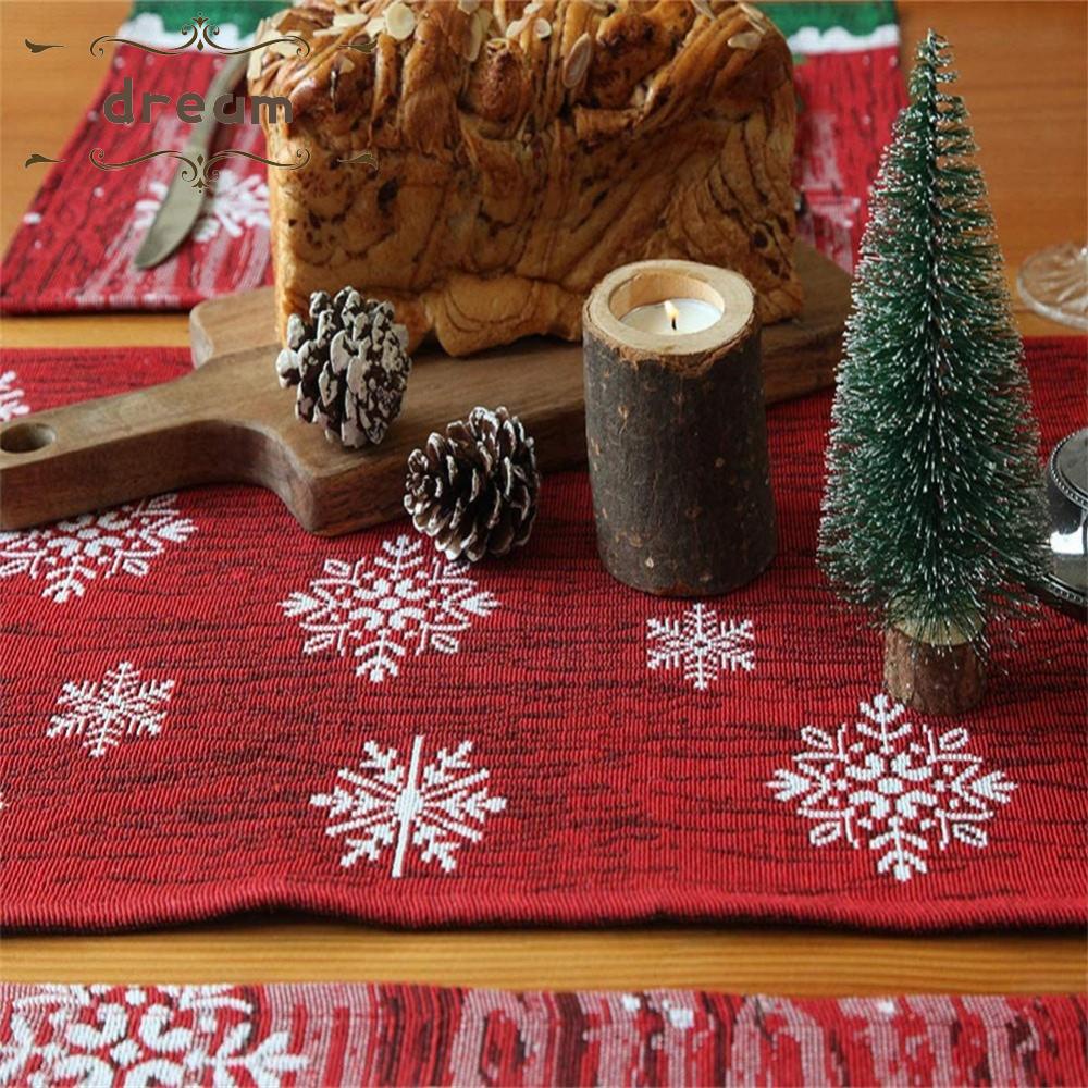 【DREAMLIFE】2022 Christmas Deer Embroidered Xmas Table-Runner For Christmas Tablecloths New