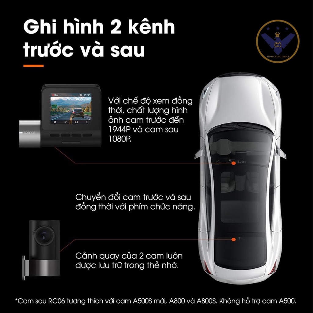 Camera hành trình 70mai Dash cam Pro Plus+ A500S kèm cam sau