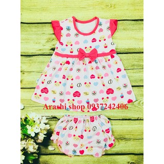 Set 4 đầm thun kèm chip bé gái
