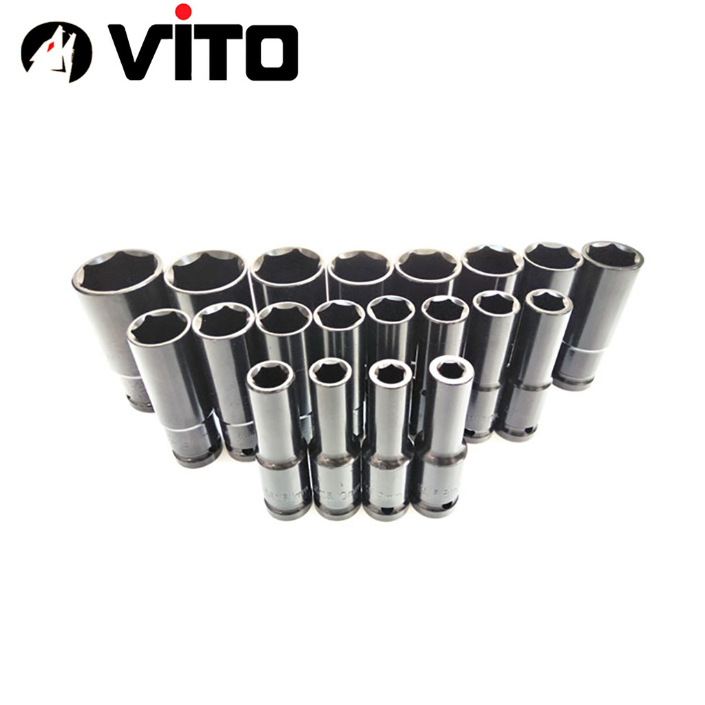 Hộp 20 Đầu Khẩu VITO 1/2 8-32mm Dài 78mm Vặn Bulong , Đầu Bulong, Đầu Tiếp, Đầu Điếu Mạ Crôm