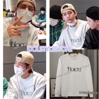 (Quà tặng kèm card BTS) áo nỉ trắng Noice của V BTS