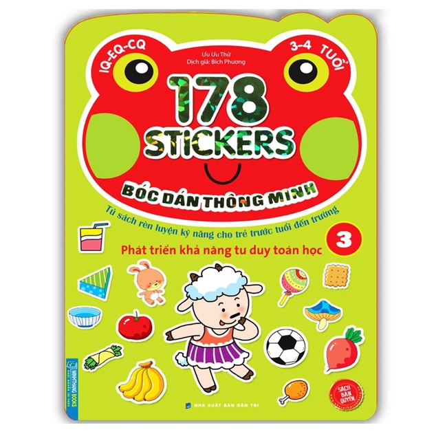 Sách - 178 sticker (quyển 3) Bóc dán hình thông minh phát triển khả năng tư duy toán học IQ EQ CQ (3-4 tuổi)