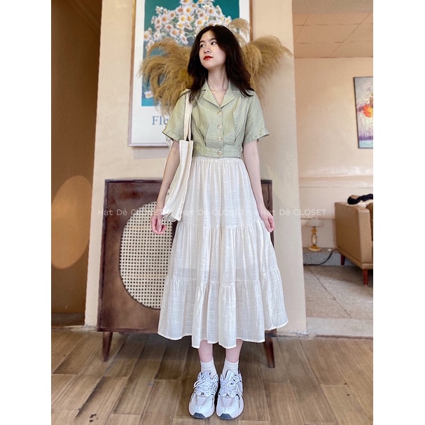 Chân váy TƠ xoè tầng eo chun co giãn 🌸