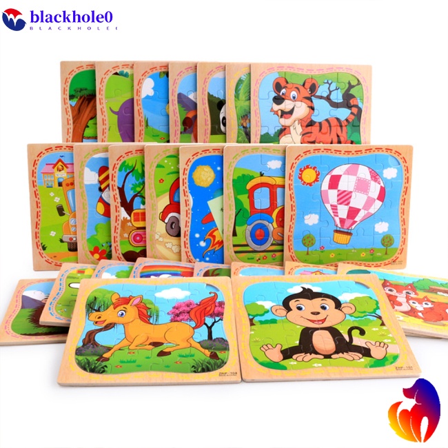 BH 16 Pcs/set Cartoon Puzzle Wooden Animal Pattern Jigsaw Toys  for Children