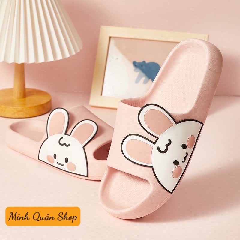 Dép Lê Bành Mì Nam Nữ Unisex Thỏ Đế Cao 3cm Quai Ngang Động Đế Trẻ Trung Năng Động
