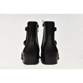 [TATHANIUM Footwear] Giày zip boot double monkstrap nam màu đen da bò mộc