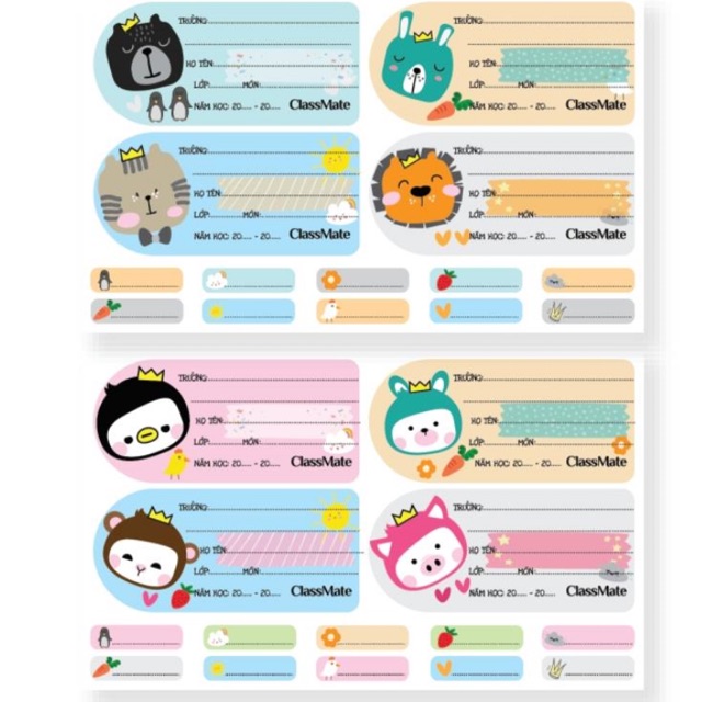 Nhãn vở ClassMate nhiều mẫu (giao mẫu ngẫu nhiên)