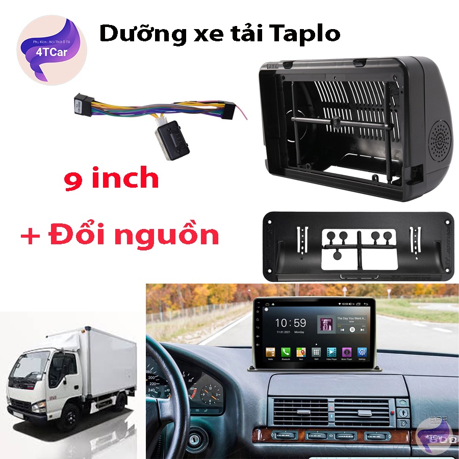 Mặt dưỡng xe tải Taplo 9 inch kèm đổi nguồn 24v về 12v